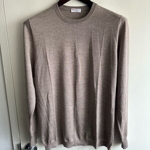 Brunello Cucinelli Light Brown Cashmere Silk Crewneck